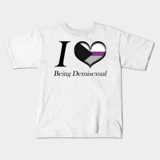 I Heart Being Demisexual Design Pride Flag Colored Heart Kids T-Shirt